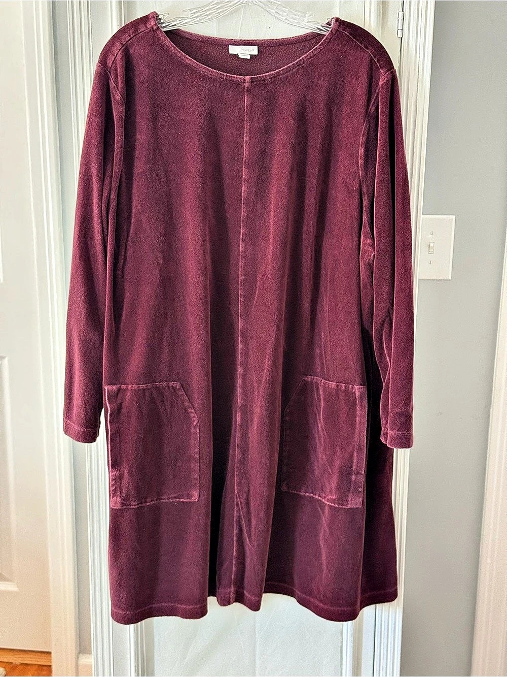 J Jill Pure Jill Cranberry Velour Long Sleeve Dress Size 3X